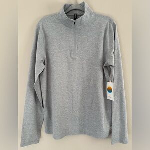 NEW - Vuori - MENS - Ponto Half Zip Mock Neck - LIGHT HEATHER GREY